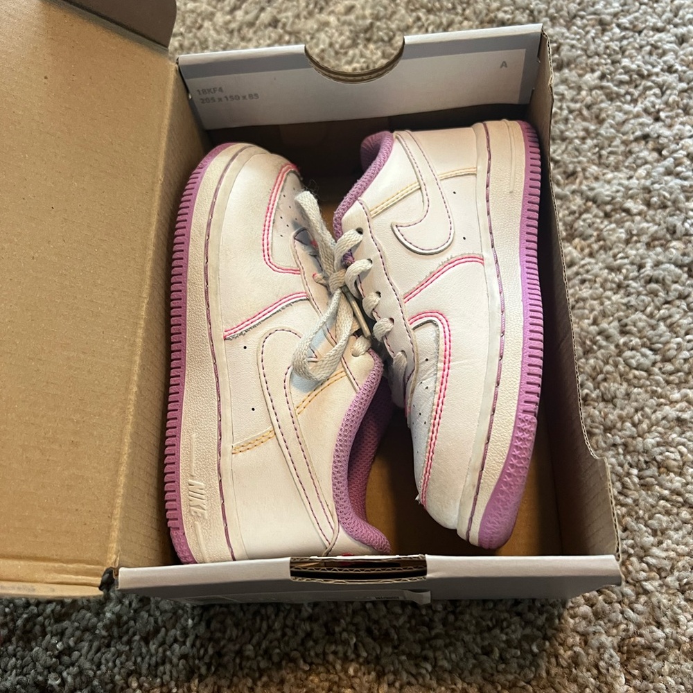 Nike Air Force Ones White and Pink Sneakers Classic Design